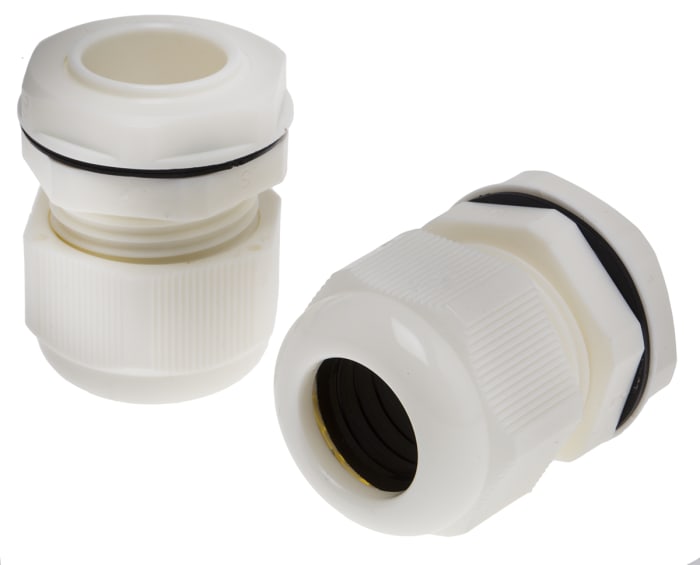 822-9785 The RS PRO 822-9785 is a white Polyamide 66 cable gland with an M25 thread. It offers an IP68 rating for excellent protection against dust and water.
