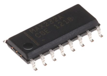 MAX232ACSE+T The Maxim Integrated MAX232ACSE+T is an RS-232 transceiver IC featuring 2 transceivers and a 16-pin SOIC package. It operates on a typical single supply voltage of 4.5V to 5.5V.