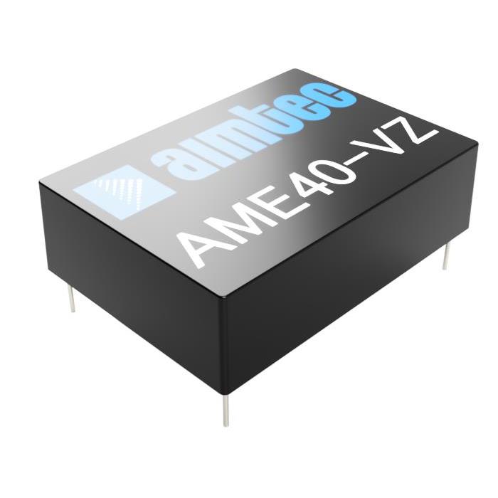 AME40-24SVZ The Aimtec AME40-24SVZ is a 40W AC/DC converter with a universal input voltage range of 85-264 VAC. It features a 1.67A output current and through-hole mounting.