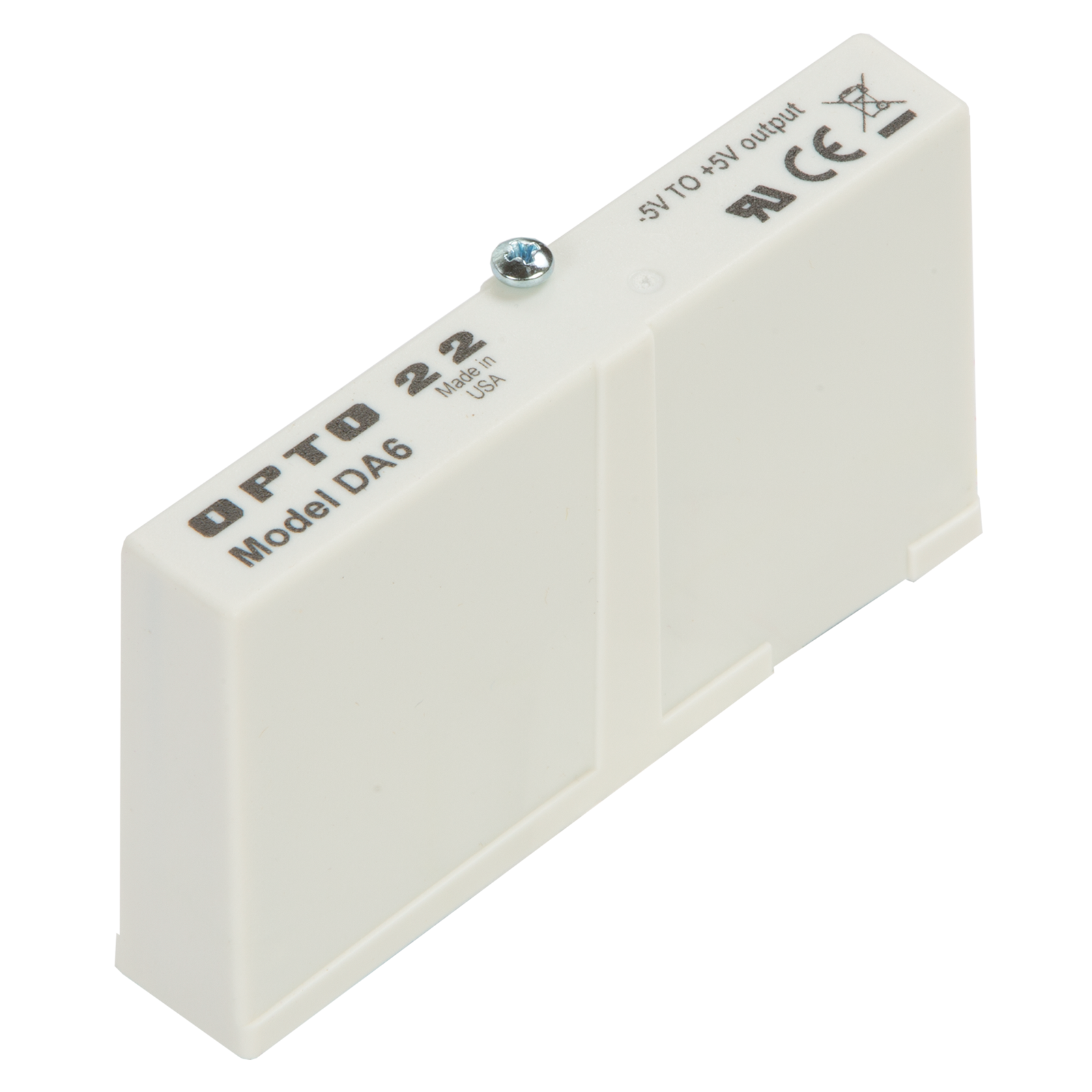 DA6 The Opto 22 DA6 is an analog output module providing a single channel of optically-isolated digital-to-voltage conversion. It offers an output voltage range of -5 to +5 VDC.