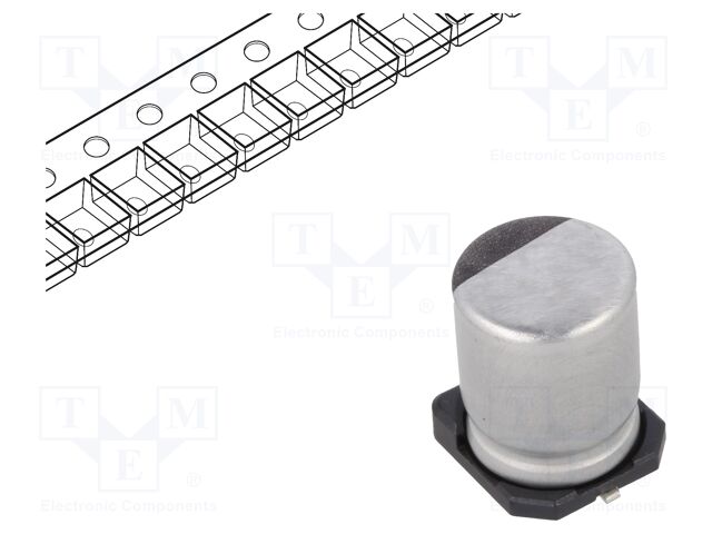 UUD1C101MCL1GS The Nichicon UUD1C101MCL1GS is an aluminum electrolytic capacitor with a capacitance of 100µF and a rated voltage of 16VDC. It features ±20% tolerance and is designed for SMD mounting.