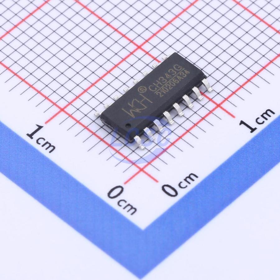 CH343G The WCH CH343G is a USB Interface IC in a SOP-16 package. It is designed for USB communication.