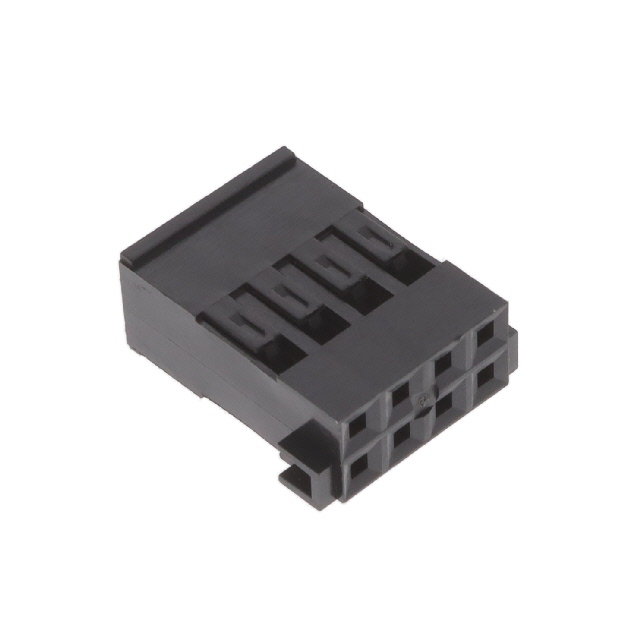 68105-003LF 8 position 2.54mm pitch receptacle housing with female socket contacts, crimp termination, free hanging mounting.