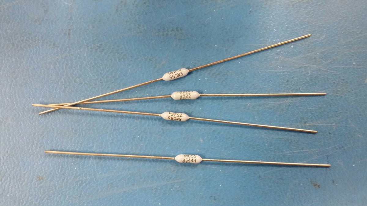 RNC55H1433FS This MEPCO RNC55H1433FS is a through-hole resistor with a resistance value of 143kΩ and a tolerance of 1%. It features metal film technology and an axial termination style.