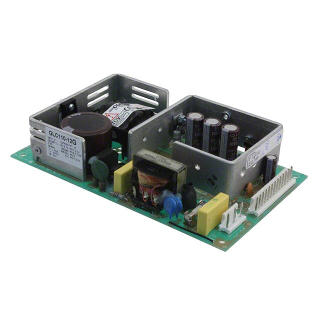 GLC110-12G AC/DC converter with 12V output, 6.3A current, 110W power. Features adjustable output and universal input voltage range.