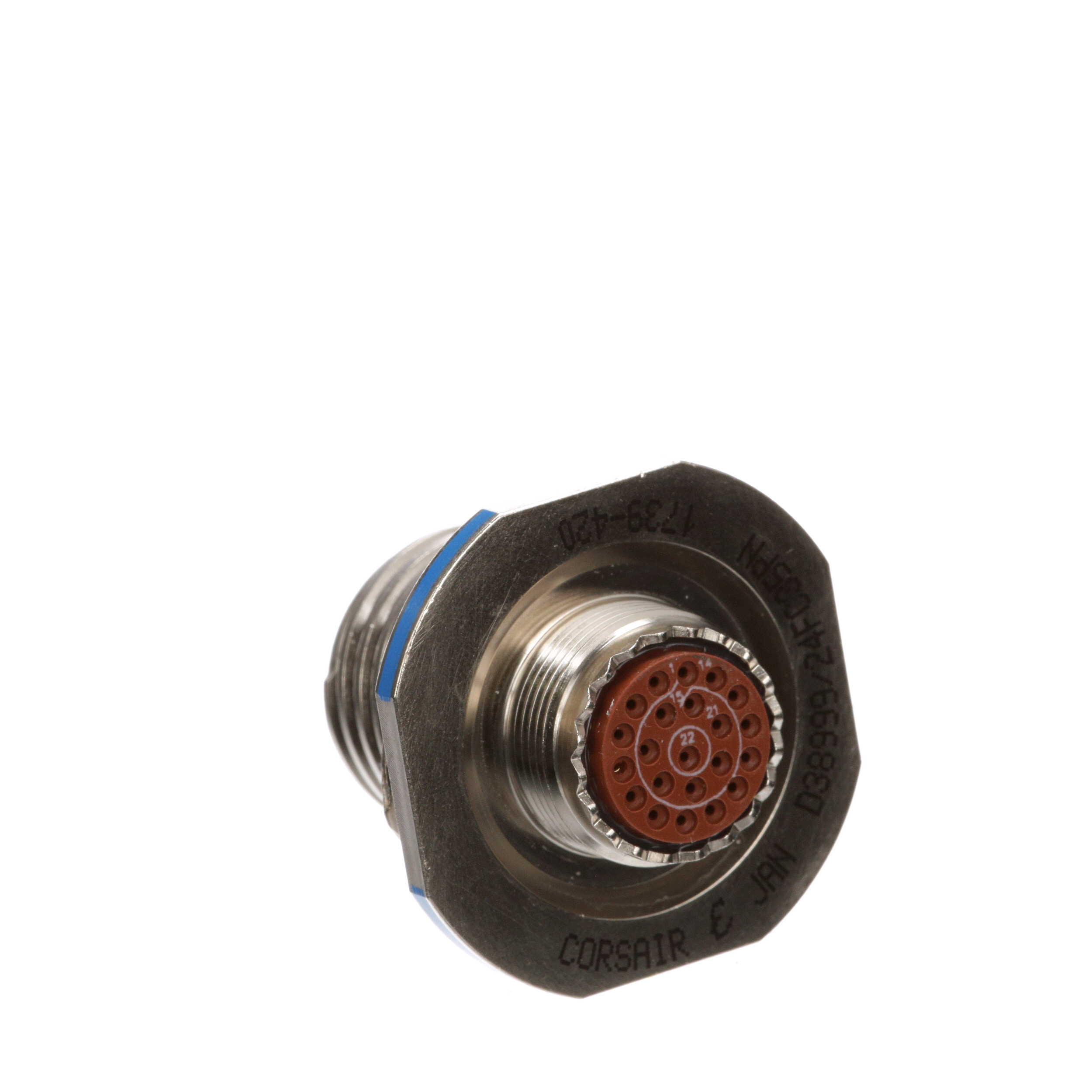 D38999/24FC35PN D38999/24FC35PN is a 22-position circular connector receptacle with male pins, panel mount, threaded coupling, and IP67 sealing.