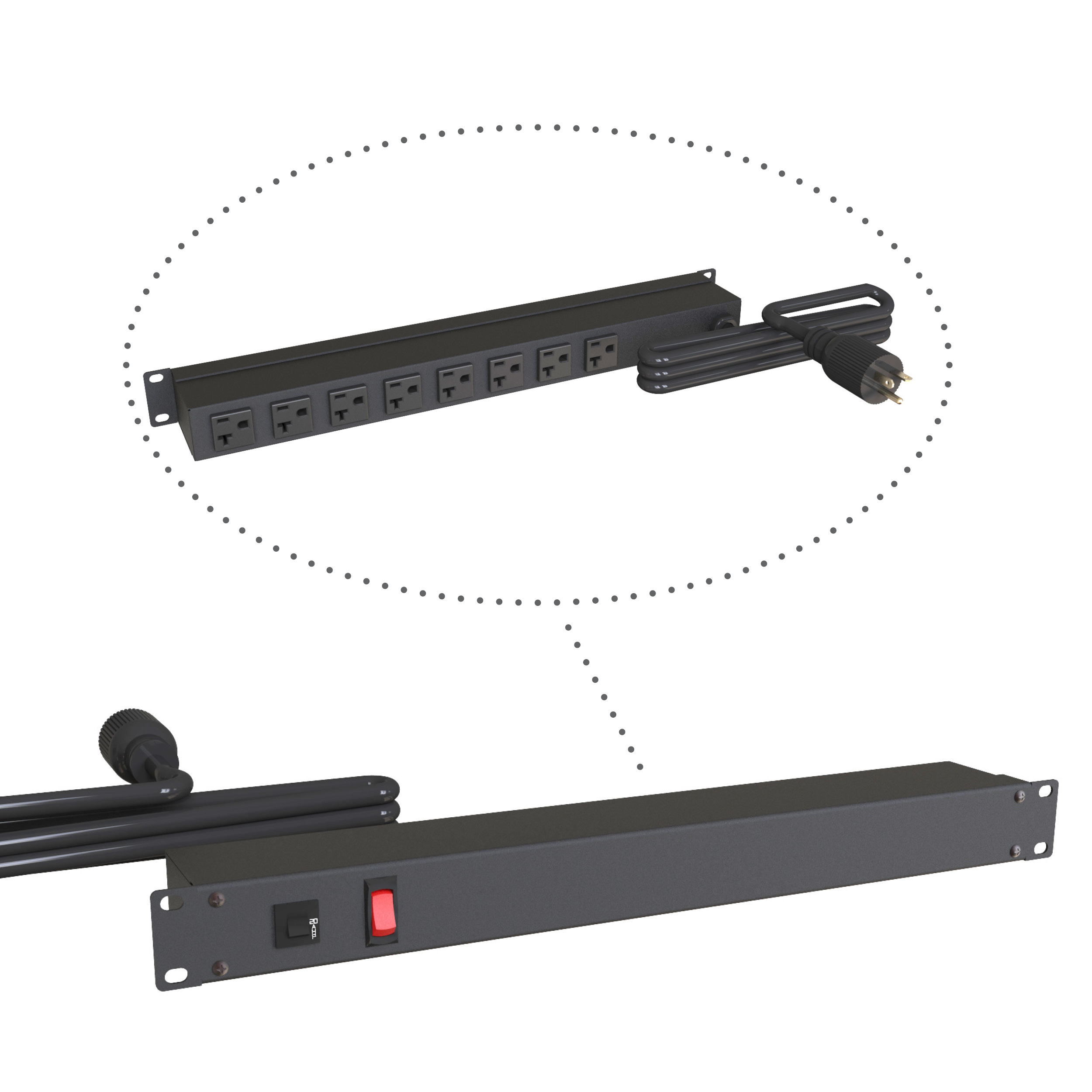 1589H8G1BKRRV The Hammond Manufacturing 1589H8G1BKRRV is a 1U 19-inch rack mount power distribution unit featuring 8 x 5-20R outlets and a 15-foot shielded power cord.