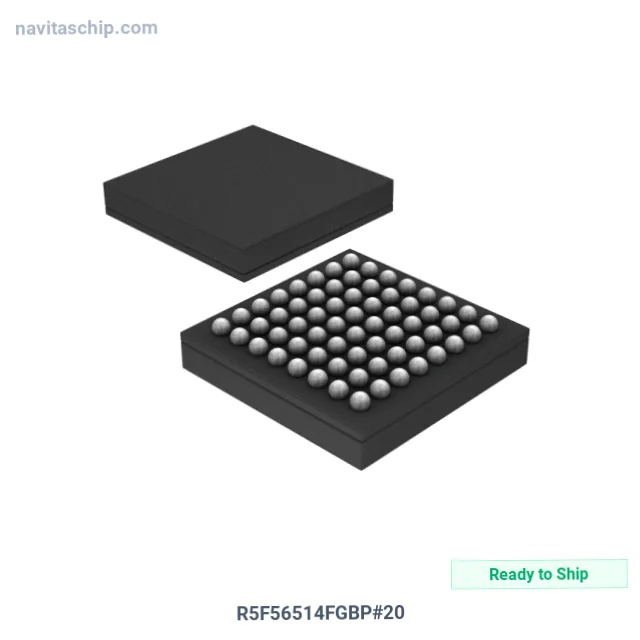 R5F56514FGBP#20 The Renesas R5F56514FGBP#20 is a 32-bit microcontroller featuring 512KB of FLASH program memory and 256KB of RAM. It operates at speeds up to 120MHz and includes a variety of peripherals.