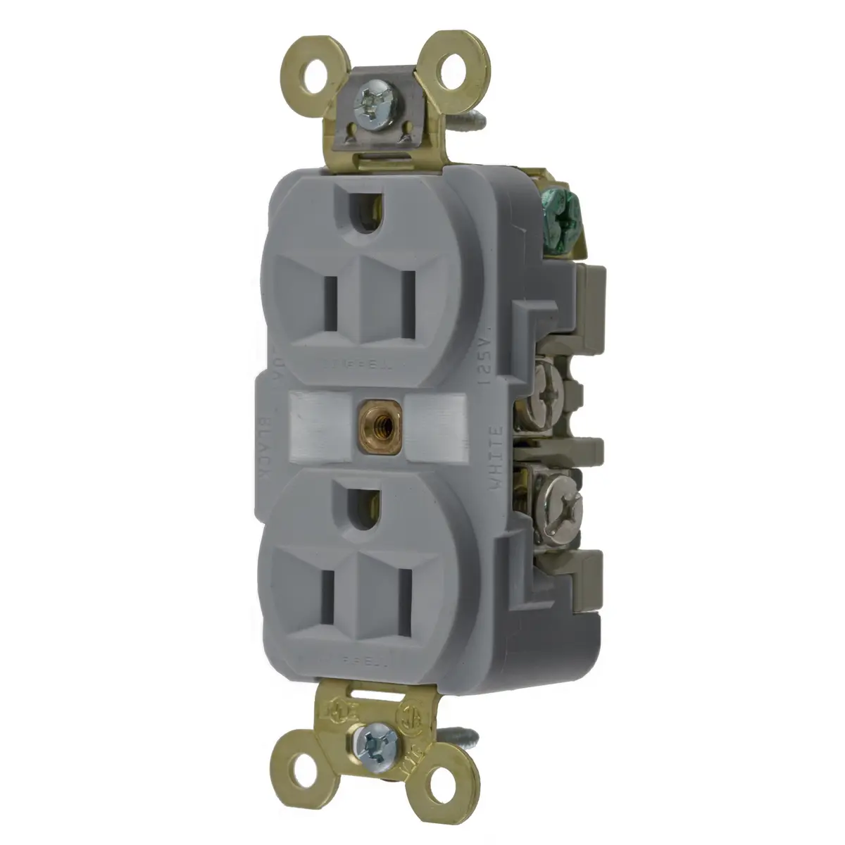 HBL5262GY The Hubbell HBL5262GY is an industrial grade duplex receptacle rated for 15A and 125V. It features a 5-15R configuration and grounding for reliable power connections.