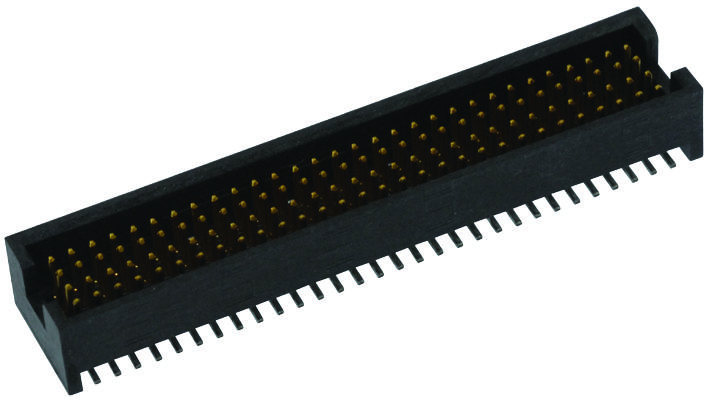 MOLC-130-M1-S-Q-LC A 120-position, 4-row, 1.27mm pitch shrouded header with board lock, surface mount and through-hole termination, rated for 2.6A per contact.