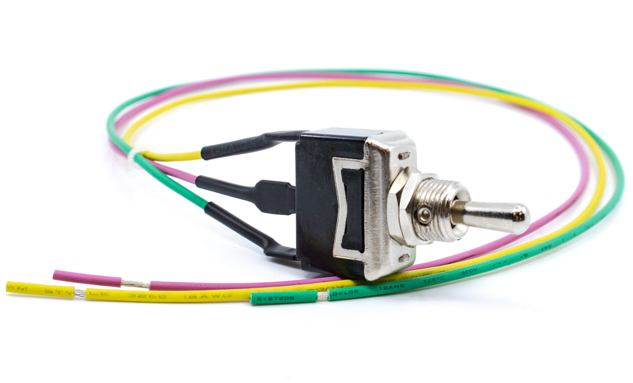 ST141D00 The E-Switch ST141D00 is a toggle switch with a high current rating of 20A at 125VAC. It features a single-pole, single-throw (SPST) circuit and a standard round actuator.