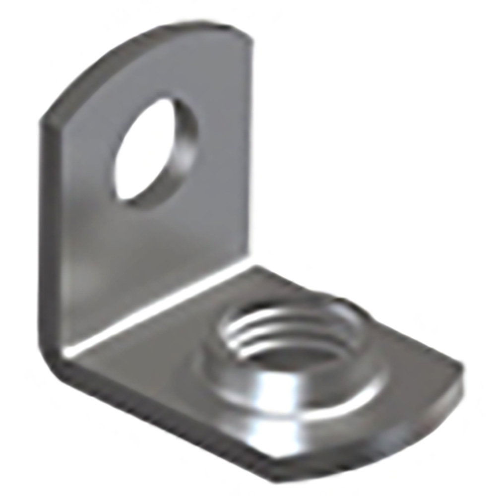 614 Threaded mounting bracket with 6-32 thread, Short L shape. Made of steel with zinc plate, 0.062 in thick.