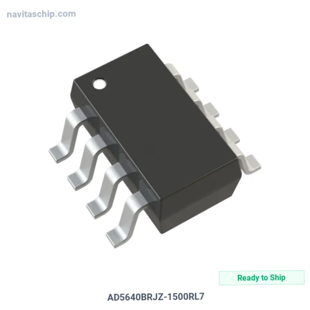 AD5640BRJZ The AD5640BRJZ from Analog Devices Inc. is a 14-bit Digital-to-Analog Converter (DAC) with a voltage-buffered output. It operates within a 2.7V to 3.3V supply range and is housed in a compact SOT-23-8 package.