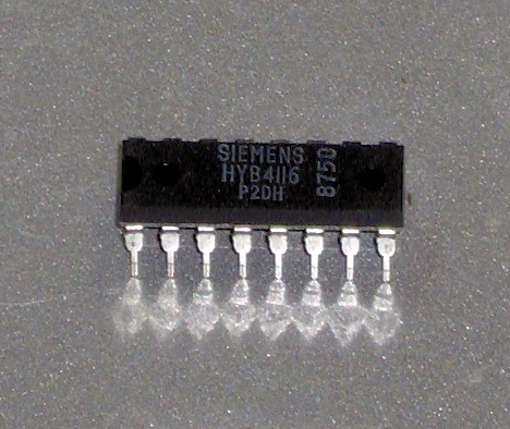 HYB4116P2DH The Siemens HYB4116P2DH is a 16384 x 1 bit DRAM IC with a 200ns access time. It comes in a 16-pin DIP package.