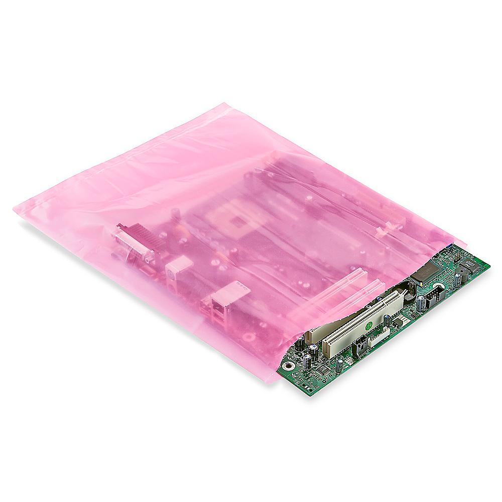 S-13018 The S-13018 is a 10 x 12 inch, 2 mil thick anti-static poly bag designed to safeguard electronic components from static buildup. It is made from virgin polyethylene film.