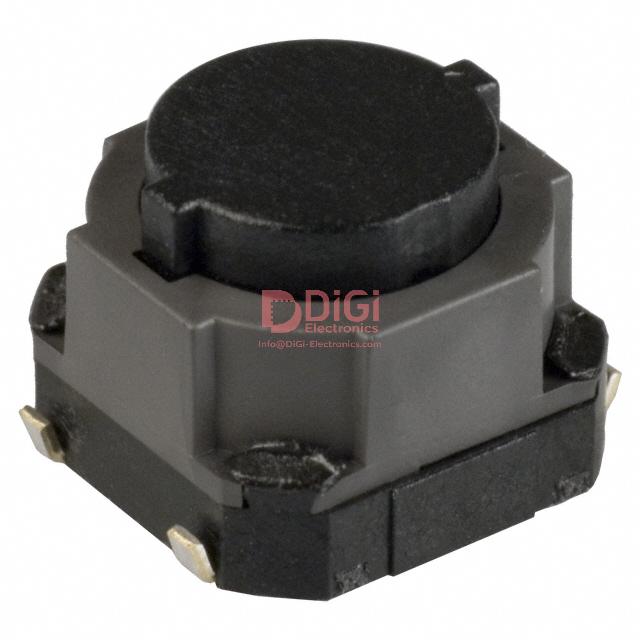 EVQ-Q1E06K The Panasonic Electronic Components EVQ-Q1E06K is a tactile switch with a SPST-NO circuit and a contact rating of 0.05A @ 12VDC. It features a surface mount termination style.