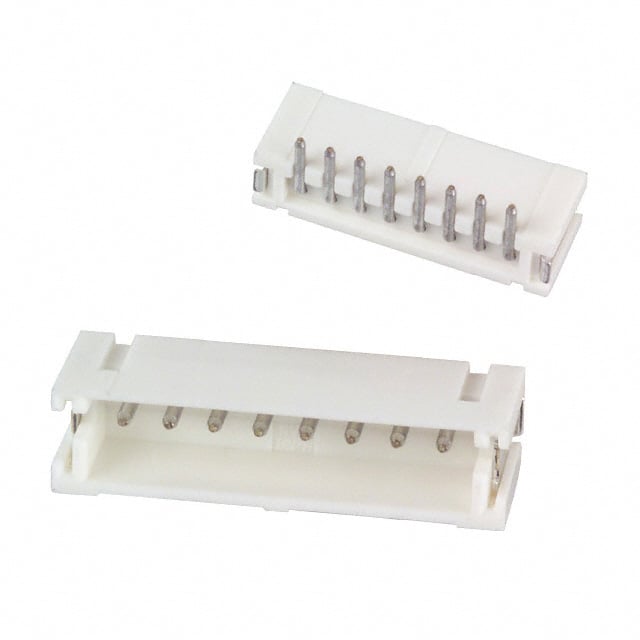 B8B-ZR-SM4-TFT(LF)(SN) 8 position 1.5mm pitch shrouded header, male pins, surface mount, rated 1A/50V, with detent lock and pick-and-place features.