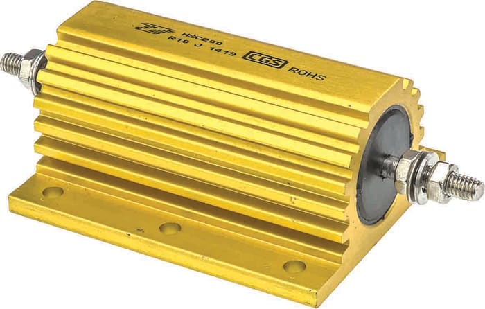 HSC200470RJ This TE Connectivity HSC200470RJ is a 470 Ohm, 200W wirewound chassis mount resistor with a ±5% tolerance. It features an aluminum housing for heat dissipation.