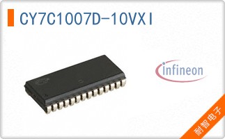CY7C1007D-10VXI The Infineon CY7C1007D-10VXI is a 1Mbit parallel SRAM with a 10ns access time. It operates from a 4.5V to 5.5V supply and comes in a 28-SOJ package.