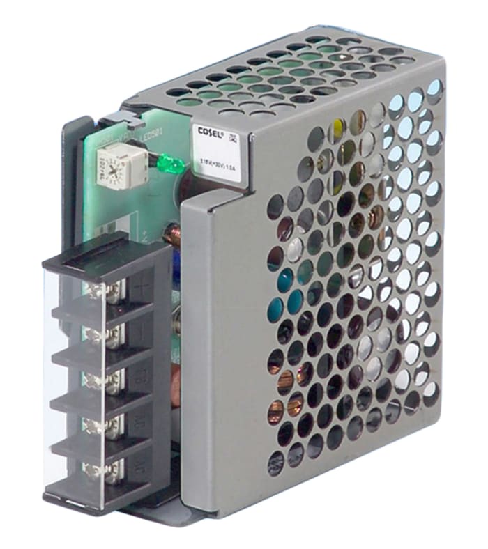 PBA30F-12-N The Cosel PBA30F-12-N is a 30W AC/DC power supply with a 12V output. It features a universal input voltage range of 85-264V AC and a chassis mount, enclosed package type.