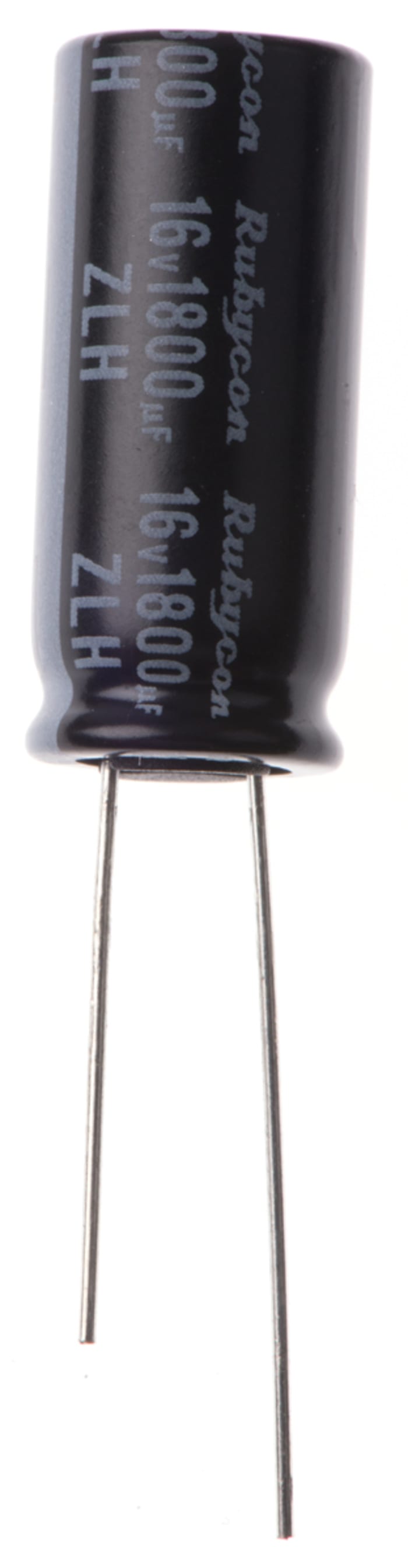 16ZLH1800MEFC10X23 Rubycon 16ZLH1800MEFC10X23 is an aluminum electrolytic capacitor with 1800µF capacitance, 16V dc voltage rating, 2.3A ripple current, and 3µA leakage current.