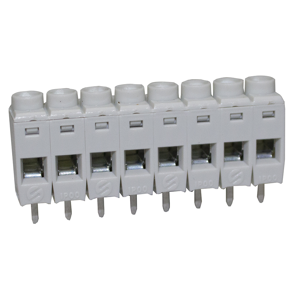CTB7000/8 The CamdenBoss CTB7000/8 is an 8-way terminal block featuring a 5mm pitch and rising clamp terminals. It is designed for PCB mounting and accepts wire sizes from 0.2 to 2mm².