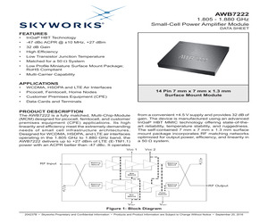 AWB7222P8 The AWB7222P8 is an RF Amplifier from ADI Electronics. It operates at 1.88GHz with a 4.65V supply and comes in MCM Tape and Reel packaging.