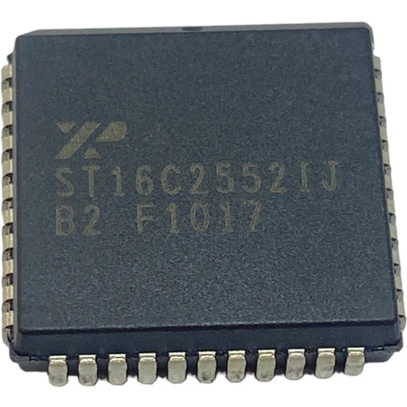 ST16C2552IJ44 The Exar ST16C2552IJ44 is a dual universal asynchronous receiver and transmitter (UART) with 16-byte FIFOs. It supports data rates up to 4 Mbps and operates from 2.97V to 5.5V.