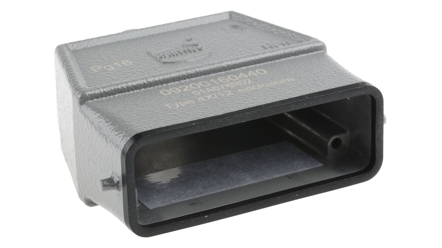 9200160440 The Harting 9200160440 is a Terminal Block Adapter with a Han A Hood Top Entry HC 2 Pegs PG 16 housing. It weighs 0.166kg and is RoHS3 Compliant.