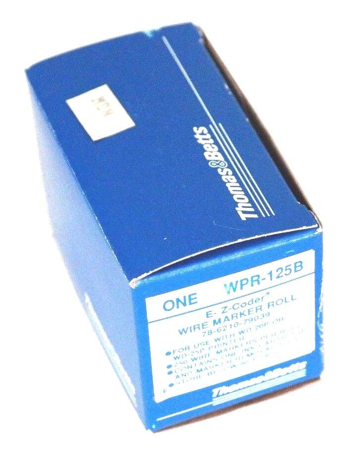 WPR-125B The Thomas & Betts WPR-125B is a wire marker roll designed for use with WD-20P or WD-25P printers. It offers RoHS3 compliance and MSL Level 1.