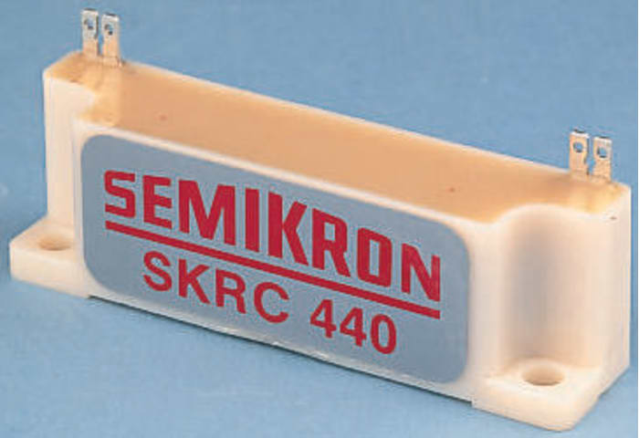 SKRC-440 The Semikron SKRC 440-2 is an RC snubber network capacitor with a capacitance of 47nF and a voltage rating of 440V AC. It features dual resistance values of 68Ω and 9Ω.