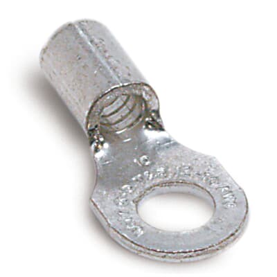 A18-8 The ABB Power Electronics A18-8 is a non-insulated ring terminal designed for wire sizes 22-16 AWG. It features a #8 stud size and is constructed from tin-plated copper.
