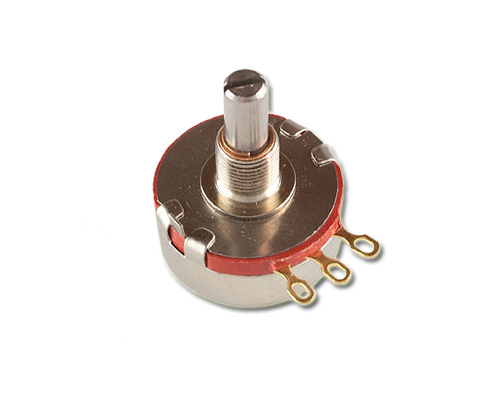 RV4NAYSD351A The Ohmite RV4NAYSD351A is a rotary potentiometer with a resistance of 350 Ohms and a power rating of 2W. It features solder lug terminals for easy connection.