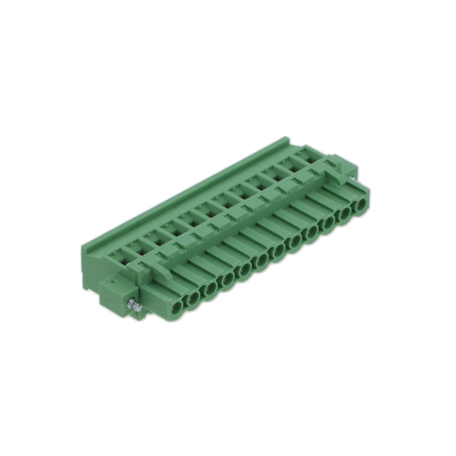 691343510012 WR-TBL Series 3435 plug with female sockets, 5.08mm pitch, 12 positions, 1 level, rated 15A at 300V (cULus) / 320V (VDE). Screw termination with leaf spring and wire guard, free hanging mounting, 90° wire entry.