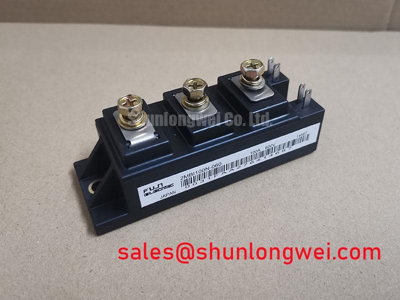 2MBI100N-060 The Fuji Electric 2MBI100N-060 is a Dual IGBT Module designed for high-power switching applications. It features a 600V Collector-Emitter Voltage and 100A Continuous Collector Current.
