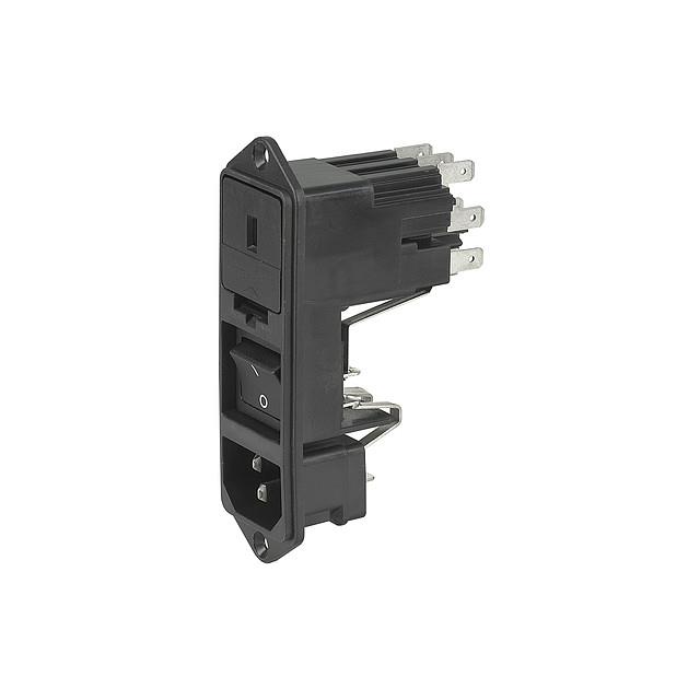 KG16.5101.151 The Schurter KG16.5101.151 is a panel mount IEC 320-C14 power entry module rated for 10A at 250VAC. It includes a 2-pole rocker switch, a fuseholder for 5x20mm or 6.3x32mm fuses, and a voltage selector.