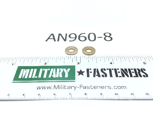 AN960-8 The AN960-8 is a flat washer made of steel with a cadmium-plated finish. It is part of the AN960 series and is sized for a #8 screw.