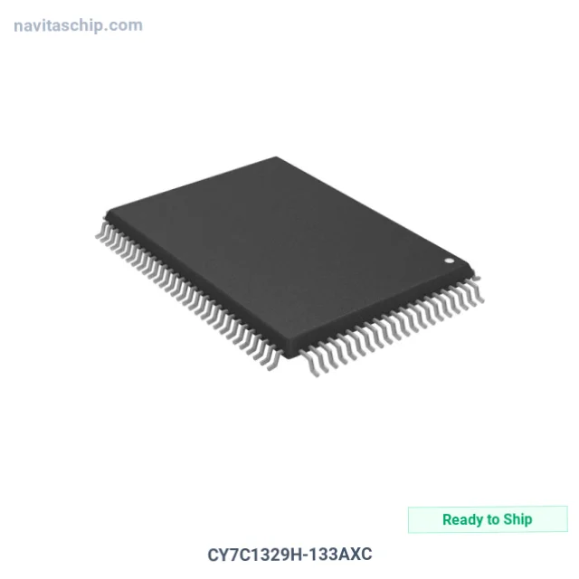 CY7C1329H-133AXC The Infineon CY7C1329H-133AXC is a 2Mbit parallel SRAM. It operates at a clock frequency of 133MHz with an access time of 4ns.