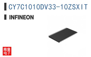 CY7C1010DV33-10ZSXIT The Infineon CY7C1010DV33-10ZSXIT is a 2Mbit SRAM with a 10ns access time and a 3V to 3.6V operating voltage. It comes in a 44-TSOP II package.