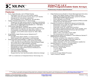 XCV1600E-6BG560C The Advanced Micro Devices XCV1600E-6BG560C is a Virtex-E FPGA with 34,992 logic elements and 404 I/O pins. It features 589,824 RAM bits and operates within a voltage range of 1.71V to 1.89V.