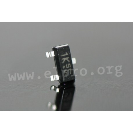 BCW33LT1G On Semiconductor BCW33LT1G is a NPN silicon general purpose transistor. It features a 32V collector-emitter voltage, 100mA collector current, and a DC current gain range of 420 to 800.