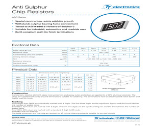 ASC0603-47KFT5 The TT Electronics ASC0603-47KFT5 is a surface mount thick film resistor from the ASC Series. It offers a resistance of 47 kOhms with a tolerance of 1% and a power rating of 0.1W.