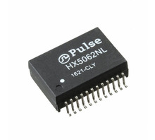 HX5062NLT The Pulse Electronics HX5062NLT is a pulse transformer designed for LAN 10/100/1000 Base-T applications. It features a 350µH inductance and a 1CT:1CT turns ratio.