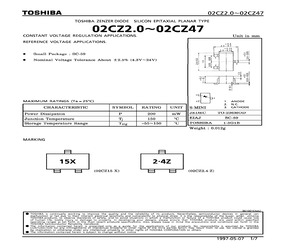 02CZ6.8-Z The Toshiba 02CZ6.8-Z is a single, unidirectional Zener diode designed for constant voltage regulation and reference voltage applications. It features a nominal reference voltage of 6.8V.