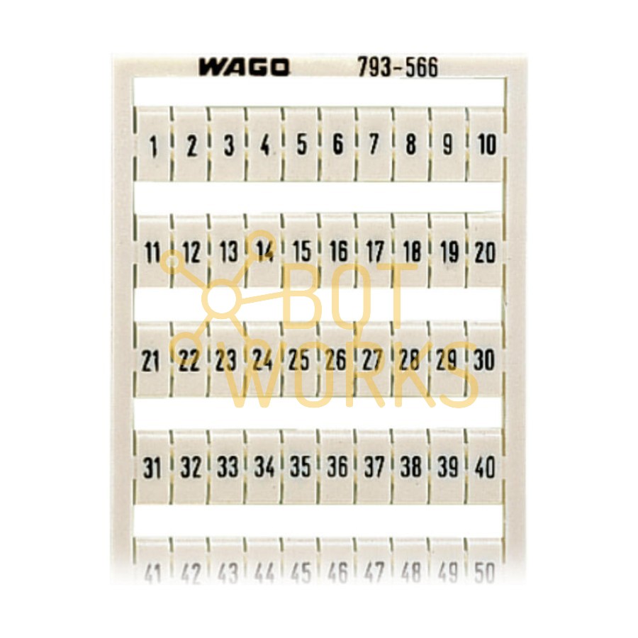 793566 The Wago 793566 is a marking card designed for terminal blocks. It comes with a 12-month warranty and is RoHS3 compliant.