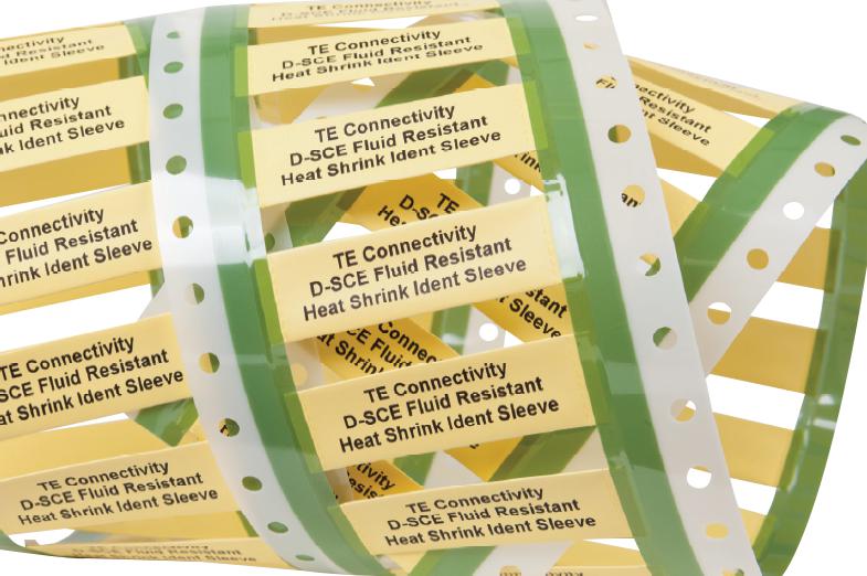 D-SCE-4.8-50-S1-4 TE Connectivity D-SCE-4.8-50-S1-4 is a yellow heat shrinkable label made from irradiated polyolefin. It measures 4.8mm x 48.3mm and is compatible with LQ590 dot matrix or listed thermal transfer printers.