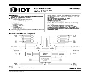 IDT70V24S35PFI The IDT70V24S35PFI is a 4K x 16 Dual-Port SRAM from Integrated Device Technology. It features a 35 ns access time and operates at a 3.3V nominal supply voltage.