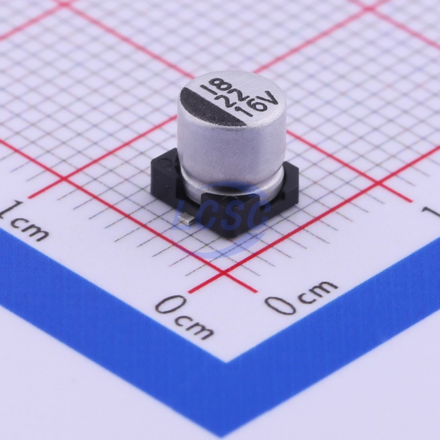 VE-220M1CTR-0505 The Lelon VE-220M1CTR-0505 is an aluminum electrolytic capacitor with a capacitance of 22µF and a voltage rating of 16V. It is designed for surface mount applications.