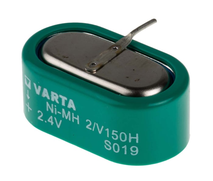 55615602940 The VARTA 55615602940 is a 2.4V NiMH rechargeable button cell battery with a 150mAh capacity. It features PCB mounting and a horizontal orientation.