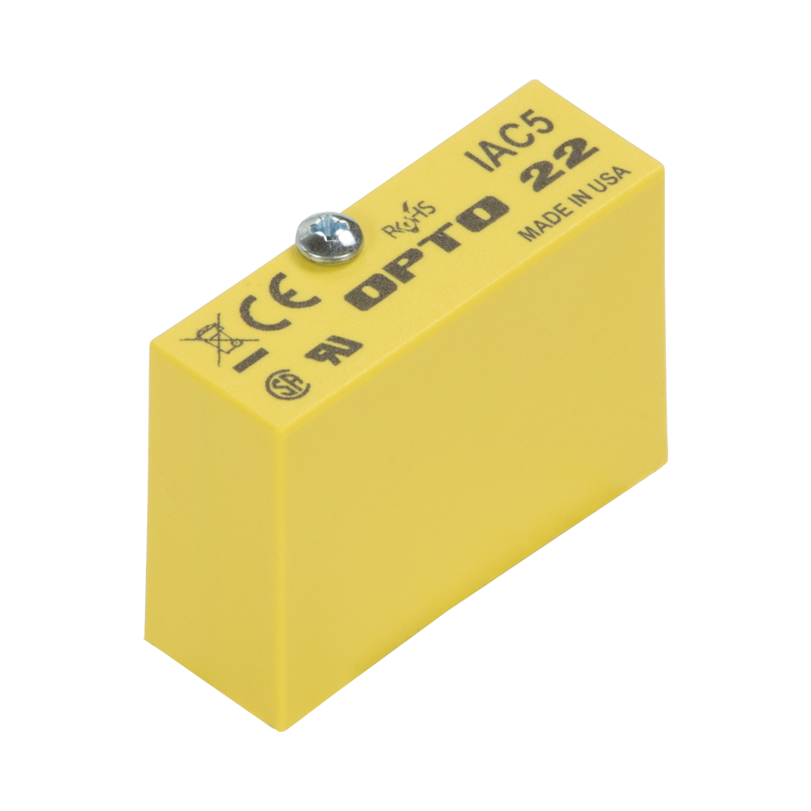 IAC5 The Opto 22 IAC5 is an AC Digital Input Module designed for sensing ON/OFF AC voltage levels between 90-140 VAC. It provides 4000 volts of optical isolation.
